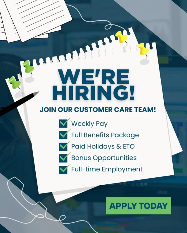 📞 We’re hiring a Customer Care Specialist to join our  team! If you have a positive attitude, love helping people, and thrive on the phone, this role is for you.

✅ Full-time schedule
✅ Competitive pay + bonuses
✅ Growth opportunities + full benefits
✅ Fun, team-oriented work culture

Click the link in our bio to apply today!

#NowHiring #employmentopportunities #applytoday