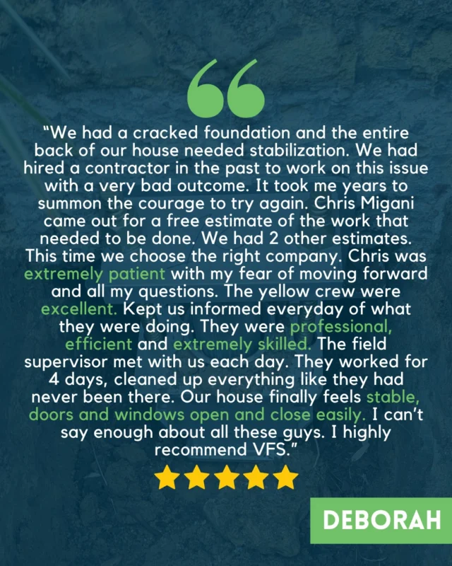 "Our house finally feels stable" That's what it's all about! After a previous bad experience left them hesitant for years, this homeowner gave us a chance and our crew delivered. Read their full story above. 💙💚

 #testimonial #happycustomer #HappyCustomerReview